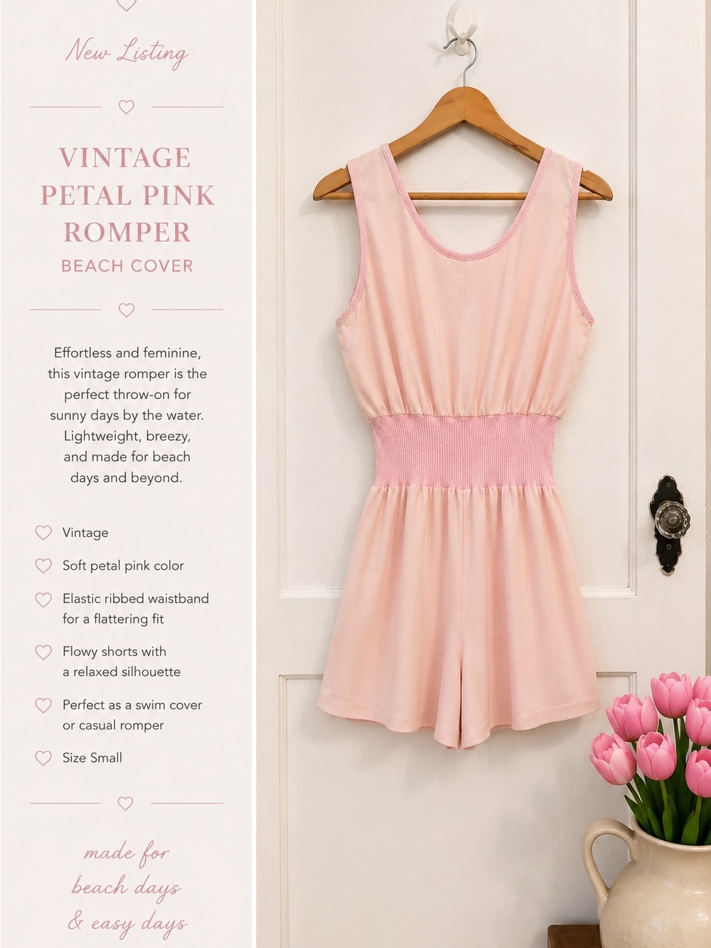 Petal Pink Vintage Romper - Soft Petal Pink Jumpsuit